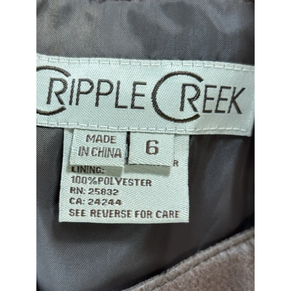 Cripple‎ Creek Women's Leather Skirt Brown Embroidered Sequin 6 Western Boho